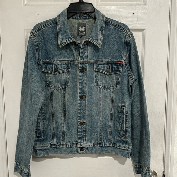 Vintage B.U.M Jean Jacket Men's Size Medium Light Denim Wash 90s - Picture 1 of 8